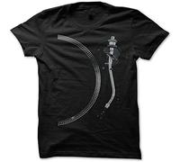 IskadO Turntable Tone Arm & Platter Men's Black T-Shirt Technics Vinyl Dj Black L