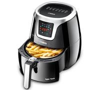 Iskra Friggitrice ad aria calda piccola, 3,2 l, touch screen con 8 programmi, friggitrice sana senza olio, rivestimento antiaderente e lavabile in lavastoviglie, 1500 Watt, per 1-4 persone
