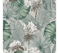 Eden Isla Parati Grigio M37809 Fiori Grande Palma Foglie Tropicale Giungla