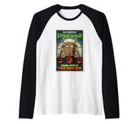 Isla Nublar Paura Notte Jurassic Park Halloween Design Maglia con Maniche Raglan