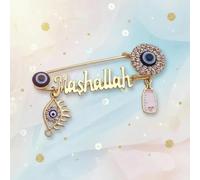 Islam, spilla per hijab, musulmano, con occhio maligno turco, mano di Fatima, per hijab