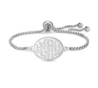 Islamic Ayatul Kursi Bracciale ovale per le donne Allah Teardrop Link Bracciali Arabi Musulmani Corano Calligrafia Braccialetto di fascino Islam Eid Ramadan Regalo Gioielli (Catena a scatola-S)