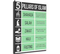 Islamic Learning Poster - Five Pillars of Islam Chart on Canvas - Cultural and Religious Wall Art for Study Room and Prayer Space(Unframed,12x18inch(30x45cm))