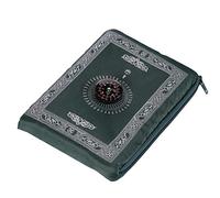 Islamic Travel Prayer Mat, Anlising with Compass Pocket Sized Carry Bag and Attached Compass Prayer Rug Portable Polyester 60 * 100cm Green