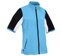 Island Green Golf Ladies Short Sleeved Water Repellent Breathable Ultra Light Windstopper Top, Maglia Donna, Piscina Profonda/Nero/Bianco, Taglia 18