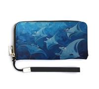 Island-Indonesia Manta Rays Portafoglio in pelle alla moda borsa lunga con cinturino da polso per uomo donna, Stile:, 20.0*10.5cm