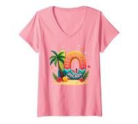 Island Style at 10: Compleanno alle Hawaii di Aloha Dicamae Decade Maglietta con Collo a V, Donna, Rosa, L