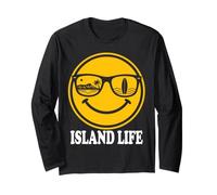 Island Surf Smile Face Occhiali da Sole Beach Life Vibes Graphic Maglia a Manica