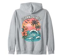 Island Vibes Ocean Wave Tramonto Palme Hawaii Tropicali Felpa con Cappuccio