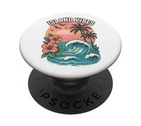 Island Vibes Ocean Wave Tramonto Palme Hawaii tropicali PopSockets PopGrip Adesivo