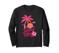 Island Vibes Tropical Beach Tramonto Palm Design Maglia a Manica