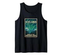 Islanda Aurora boreale Vintage Viaggio Souvenir Art Graphic Canotta