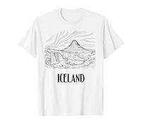 Islanda Aurora Borealis Line Art Drawing Vacanza Souvenir Maglietta