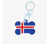 Islanda bandiera stampa moda cane etichette acrilico portachiavi cane forma ossea doppio lato etichette per cani e gatti