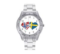 Islanda e Svezia Bandiera Cuore Uomo Business Watch Moda In Acciaio Inox Orologi Da Polso Personalizzato Facile Leggere Orologi per Le Donne