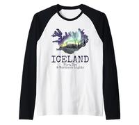 Islanda Fuoco Ghiaccio Luce del Nord Islandese Souvenir Maglia con Maniche Raglan