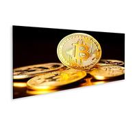 islandburner Bitcoin - Quadro su tela con criptovaluta dorata, 120 x 40 cm