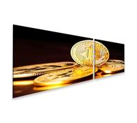 islandburner Bitcoin - Quadro su tela con criptovaluta dorata, 160 x 40 cm