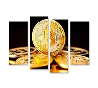 islandburner Bitcoin - Quadro su tela con criptovaluta dorata, in primo piano, 130 x 80 cm