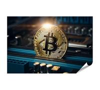 islandburner Empire Interactive - Poster XXL con moneta bitcoin dorata su scheda, 90 x 60 cm