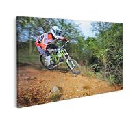 islandburner Immagine su tela Ciclisti Avventura nella foresta Downhill Action Immagini Murali Poster