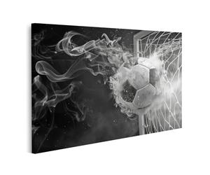 islandburner Immagine su tela Drammatica in bianco e nero Immagine di un calcio trafitto una rete, concettuale temi sportivi immagini murali poster
