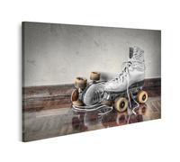 islandburner Immagine su tela pattini a rotelle nella stanza su pavimento in legno vintage stile retrò immagini murali poster