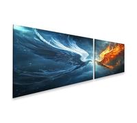 islandburner Immagine su tela Phoenix combattimento cielo fuoco e ghiaccio fiamme e nuvole opere d'arte immagini murali poster