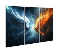 islandburner Immagine su tela Phoenix combattimento cielo fuoco e ghiaccio fiamme e nuvole opere d'arte immagini murali poster
