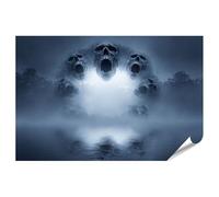 islandburner Poster "Cerchio degli orrori dei teschi nella foresta nebulosa, 90 x 60 cm