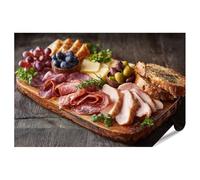 islandburner Poster colorato per antipasti con pane e olive, poster 130 x 90 cm