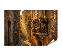 islandburner Poster di alta qualità, romantico vicolo con balcone e fiori alla luce della sera, grande formato