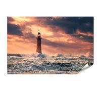 islandburner Poster drammatico da parete con faro in tempesta sul mare, formato grande