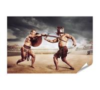 islandburner Poster due gladiatori combattono nel Colosseo Arena con spada e scudo - Poster 90 x 60 cm