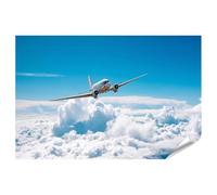 islandburner Poster vintage con aereo sopra le nuvole nel cielo blu - standard
