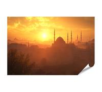 islandburner Poster XXL con immagine al tramonto sopra la silhouette di Istanbul, per soggiorno, amanti dell'arte, immagini di alta qualità