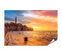 islandburner Poster XXL con immagine al tramonto sul mare in una pittoresca città di alta qualità