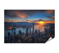 islandburner Poster XXL con immagine dell'alba sopra la città, skyline e acqua, immagini di alta qualità