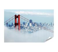 islandburner Poster XXL con immagine di nebbia sul ponte e sulla città, Skyline Premium