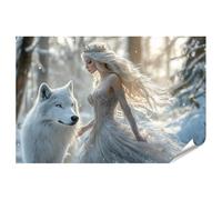 islandburner Poster XXL con immagine regina della neve e lupo nel bosco invernale, immagini di alta qualità