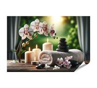 islandburner Poster XXL con oasi di benessere con candele e orchidee, massaggio tailandese, immagini di alta qualità