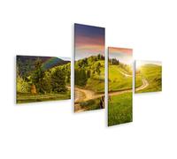 islandburner Prime Immagine su tela Arcobaleno Sopra il paesaggio collinare al tramonto Immagini murali Poster