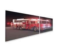 islandburner Prime Immagine su tela camion dei pompieri rosso di notte con luci sulla strada immagini murali poster