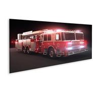 islandburner Prime Immagine su tela camion dei pompieri rosso di notte con luci sulla strada immagini murali poster