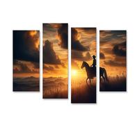 islandburner Prime Immagine su Tela Cavaliere Al Tramonto Sopra Le Colline Immagini Murali Poster