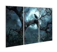 islandburner Prime Immagine su Tela Corvo Al Chiaro Di Luna Su Albero Nella Foresta Della Notte Immagini Murali Poster