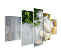 islandburner Prime Immagine su tela Prezzemolo Olio d'oliva Pesce Patate Aglio Piatto Immagini Murali Poster