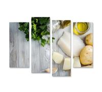 islandburner Prime Immagine su tela Prezzemolo Olio d'oliva Pesce Patate Aglio Piatto Immagini Murali Poster