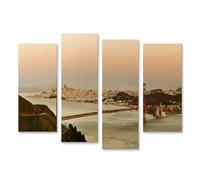 islandburner Prime Immagine su Tela Tramonto Al Mare Con Ponte Rosso E Colline Sullo Sfondo Immagini Murali Poster