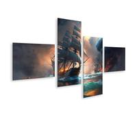 islandburner Prime Immagine su tela vela oceano tempesta nave e fuoco nel cielo avventura immagini murali poster